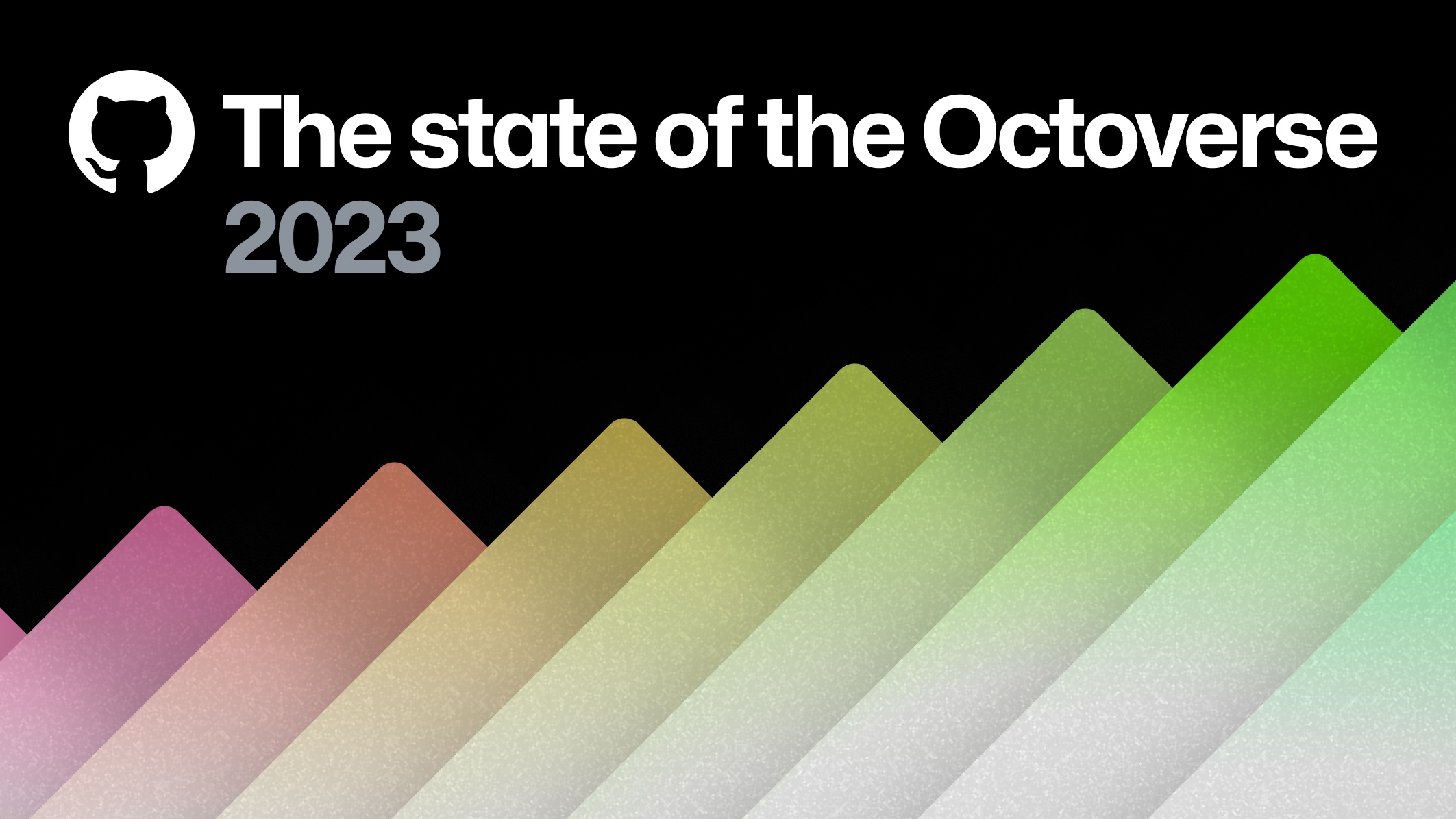 techy looking visual graphic with a title that says "The state of the Octoverse 2023"